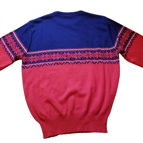 Meister L Nordic Fair Isle Sweater Pullover Blue Red Wool Blend Vintage - Picture 4 of 7